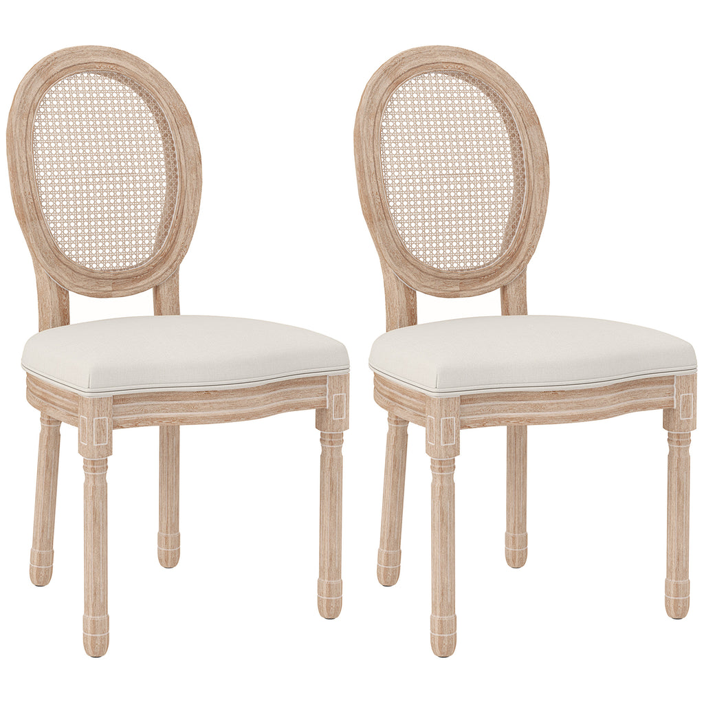 2er-Set Esszimmerstühle Küchenstühle, Vintage Design, Wienergeflecht-Optik, Natur + Creme