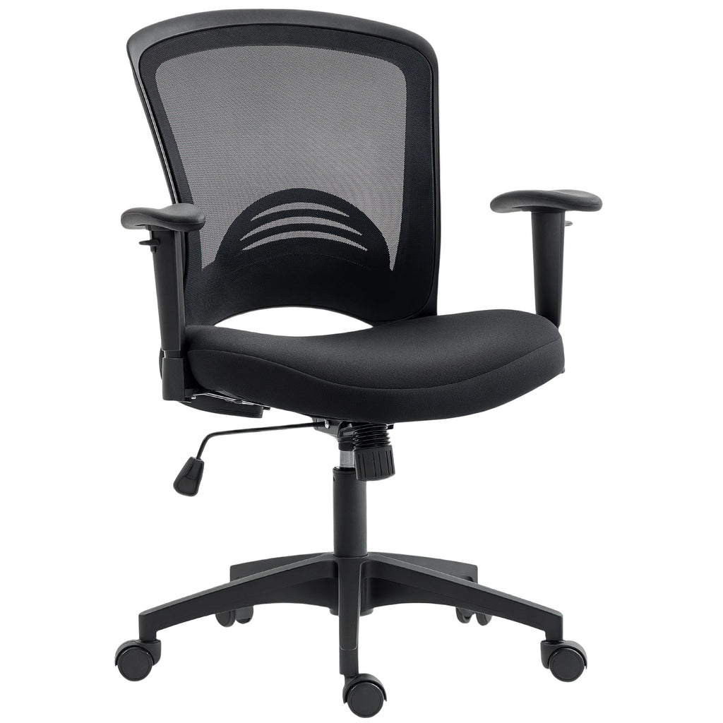 Netz-B¨¹rostuhl, verstellbarer Schreibtischstuhl mit Netzstoff-R¨¹ckenlehne, rollbar, mit Kippfunktion, Schwarz