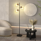 3-Licht-Stehlampe mit flexiblen Leuchtelementen, baumähnliche Struktur, für Wohnzimmer und Schlafzimmer, Metall, Schwarz