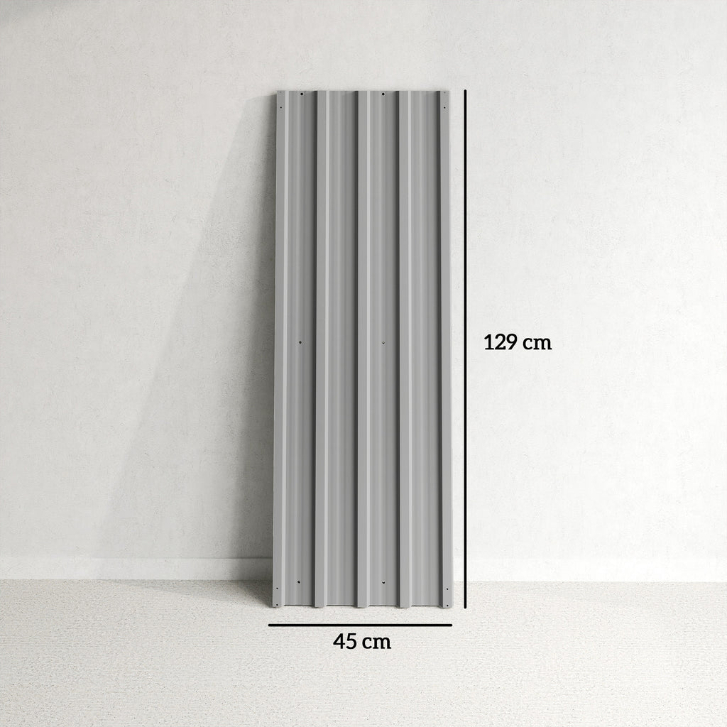 Set of 12 Corrugated Steel Roof Sheet Panels - Light Grey