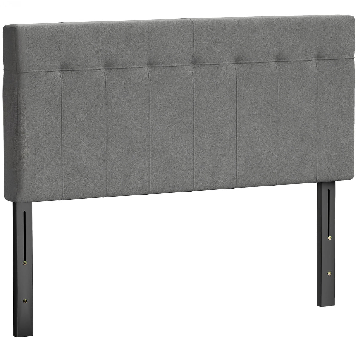 Kopfteil 3-fach höhenverstellbar Bettkopfteil mit Metallbeinen Samtoptik für Schlafzimmer 140x10x106/116/126 cm Grau