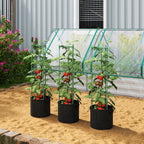 3 Packs Tomato Cages with 83.7L Grow Bags, 120cm Adjutstable Triangle Plant Stakes Support Trellis with Planter Bags
