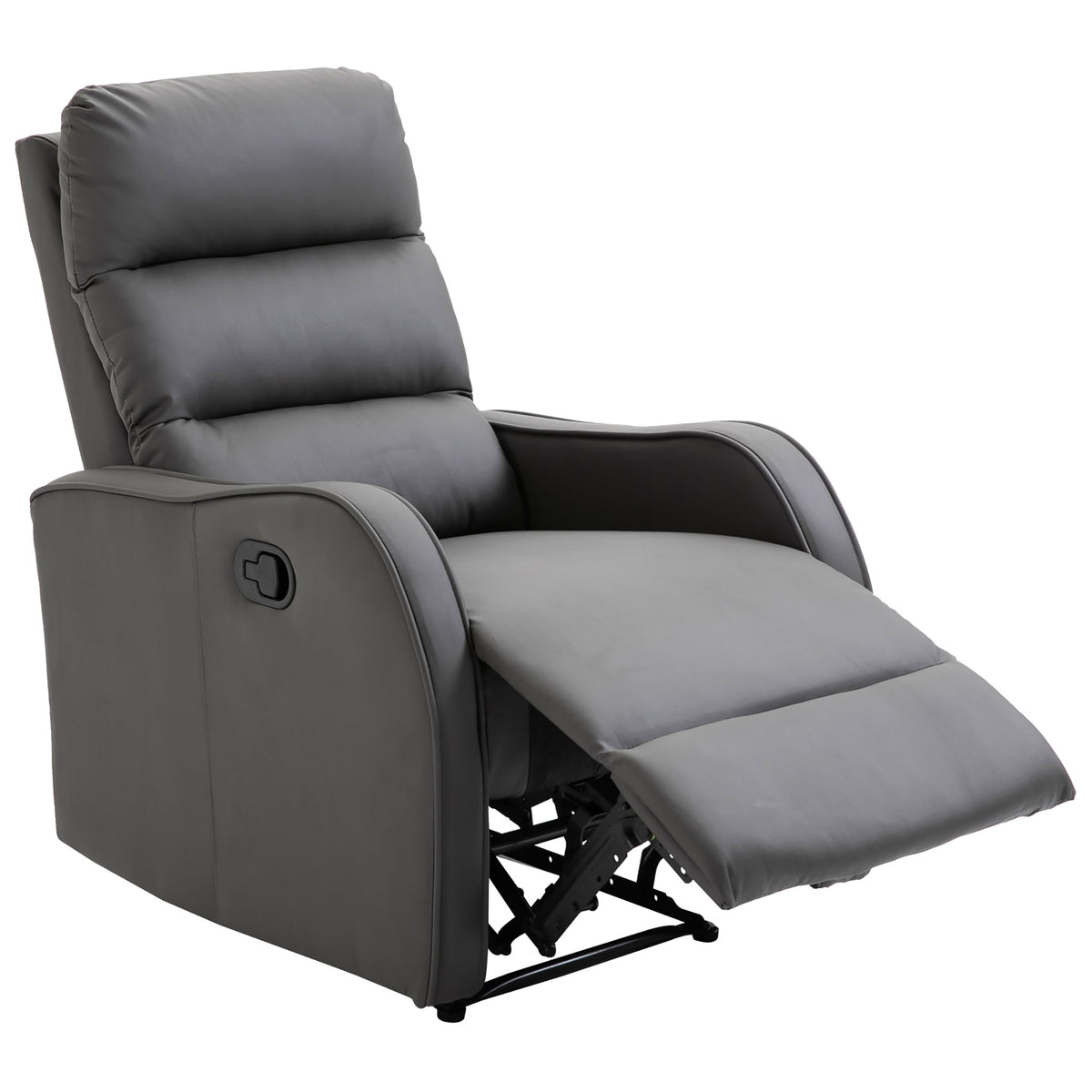 Relaxsessel mit Fu?st¨¹tze, Liegesessel, ausklappbare Fu?st¨¹tze, Kunstleder, Dunkelgrau