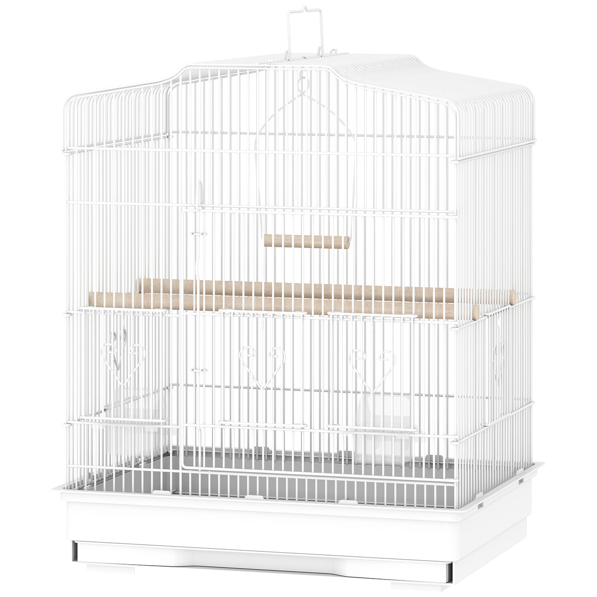 Large Metal Bird Cage with Perches, Food Bowls, Swing, for Budgies, Parakeets, White