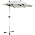 2m Half Parasol Market Umbrella Garden Balcony Parasol with Crank Handle, Base, Double-Sided Canopy, Cream White