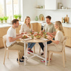 Klappbarer Esstisch, 80 cm Runder Klapptisch mit Stahlrahmen, Platz für 2-4 Personen, Naturholz-Optik