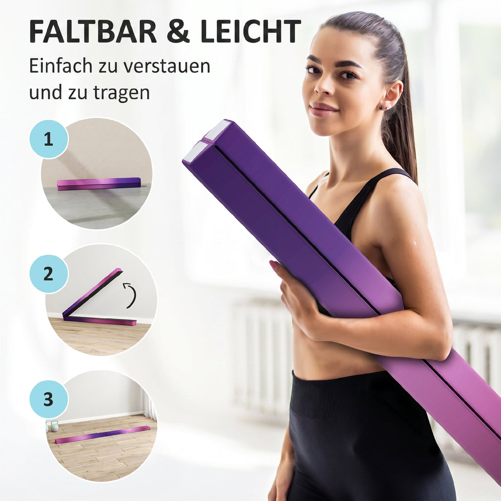 236 cm Klappbarer Schwebebalken für Jugendliche 80kg Violett