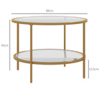 Beistelltisch, modernes Design, 2 Etagen, ?60x43H cm, Goldton