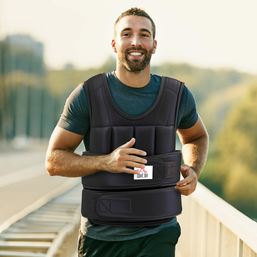 Gewichtsweste 20 KG verstellbare Trainingsweste mit herausnehmenbar Gewichten Klettverschlüsse Laufweste Damen Herren für Muskelaufbau Krafttraining, Laufen, Fitness, Cross Training