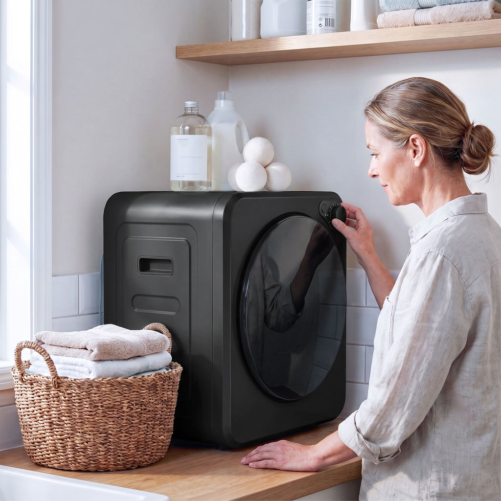 Mini Wäschetrockner 4 kg 5 Programme 800W/400W Freistehend Schwarz