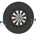 Dartscheibe Dartboard-Set mit Schutzring, 6 Dartpfeile mit Stahlspitzen, Sisal, Kunststoff, Schwarz