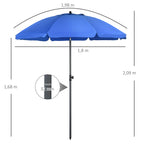 Strandschirm, Sonnenschirm, mit Bel¨¹ftungs?ffnungen, verstellbare Neigung, UV50+ ?1,80, Blau