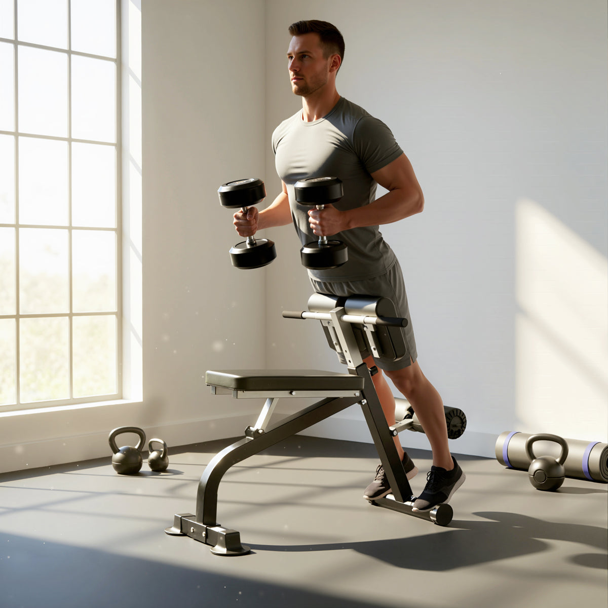 Trainingsbank, Hantelbank, Fitnessbank, Stahlrahmen, Schwarz
