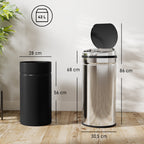 42L Automatic Motion Sensor Rubbish Bin with Fingerprint Resistant, Stainless Steel, Silver Tone