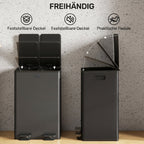 56L Dual Compartment Stainless Steel Bin, with Deodoriser Holders - Black