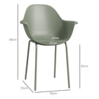 Gartenstuhl 4er-Set, mit Rückenlehne/Armlehnen, wetterfest, bis 120 kg, Kunststoff/Metall, Grün