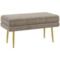 Sitzbank Polsterbank, mit Stauraum, Stahl, 79,5 cm x 37,5 cm x 43 cm, Beige
