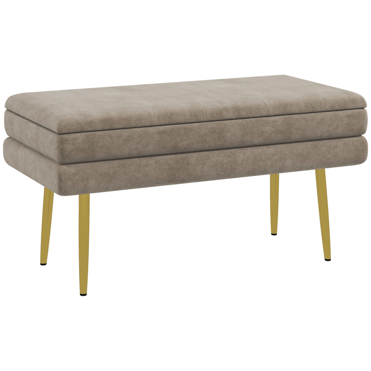 Sitzbank Polsterbank, mit Stauraum, Stahl, 79,5 cm x 37,5 cm x 43 cm, Beige