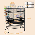 Large Hamster Cage, Gerbil Cage with Tubes, Storage Shelf, Ramps, Platforms, Running Wheel - Black