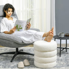 Hocker, rund, Teddyfleece, bis 120kg, ¦µ40x45H cm, Cremewei?