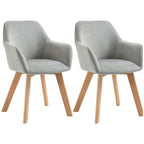 2er-Set Stühle, Esszimmerstühle, Samtoptik, Holzbeine, 54 cm x 57 cm x 80 cm, Grau + Natur