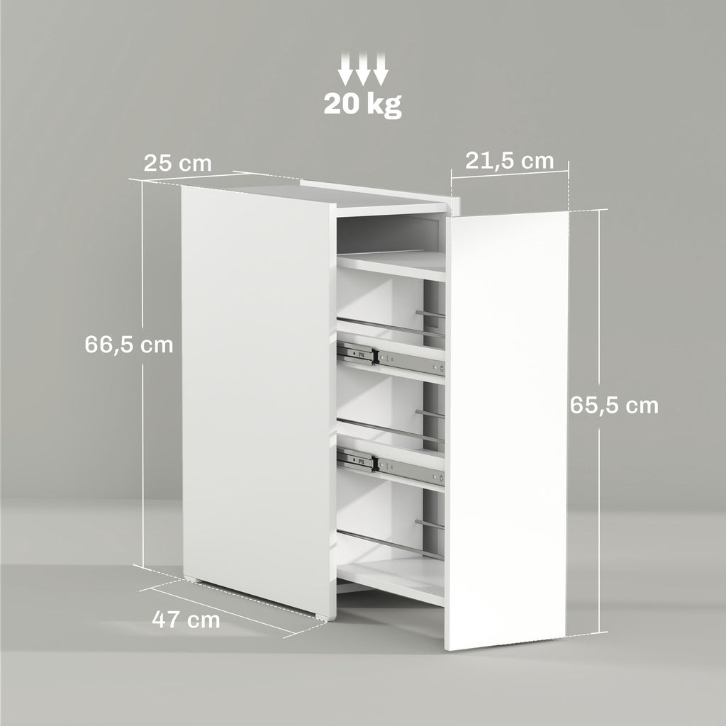 Schmaler Badezimmerschrank, Bodenschrank mit tiefer Schublade, Freistehender Badschrank, Spanplatte, Wei?