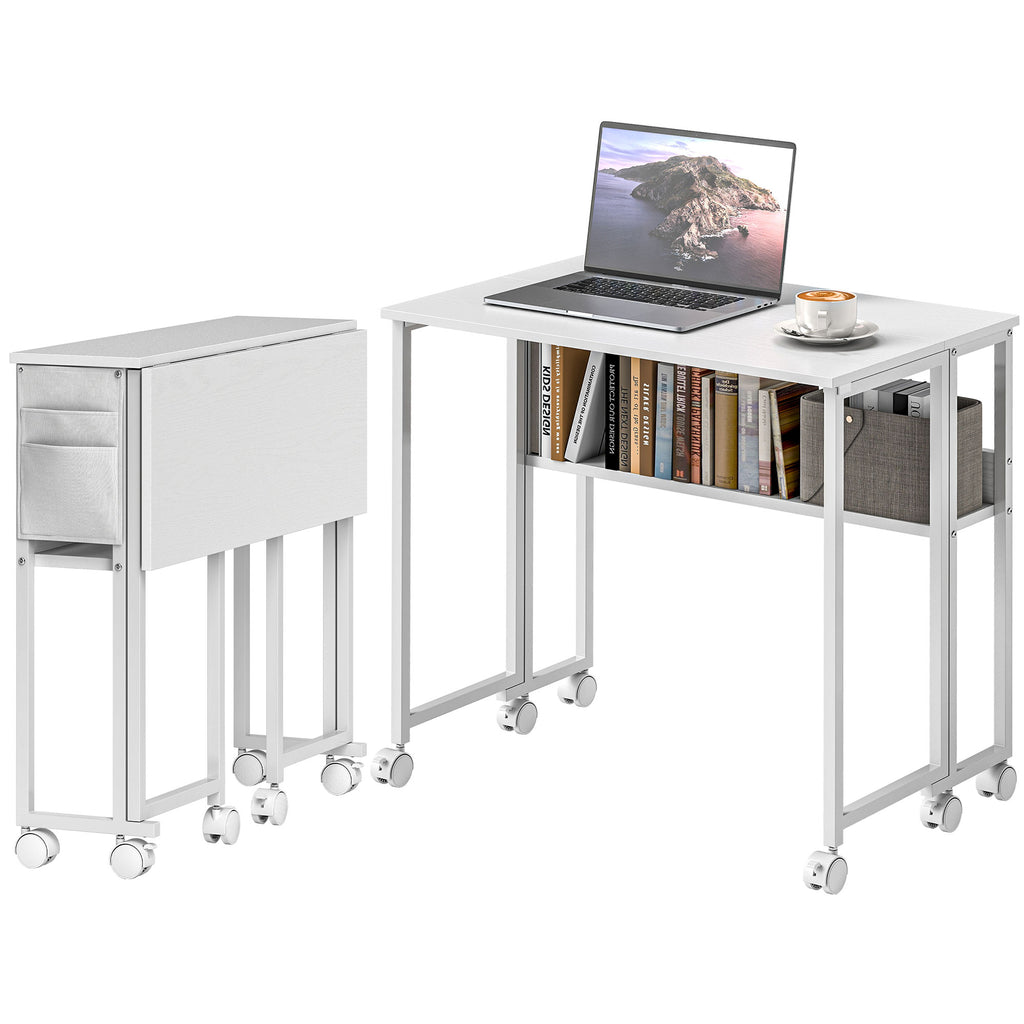 80 cm Drop Leaf Writing Work Desk - White