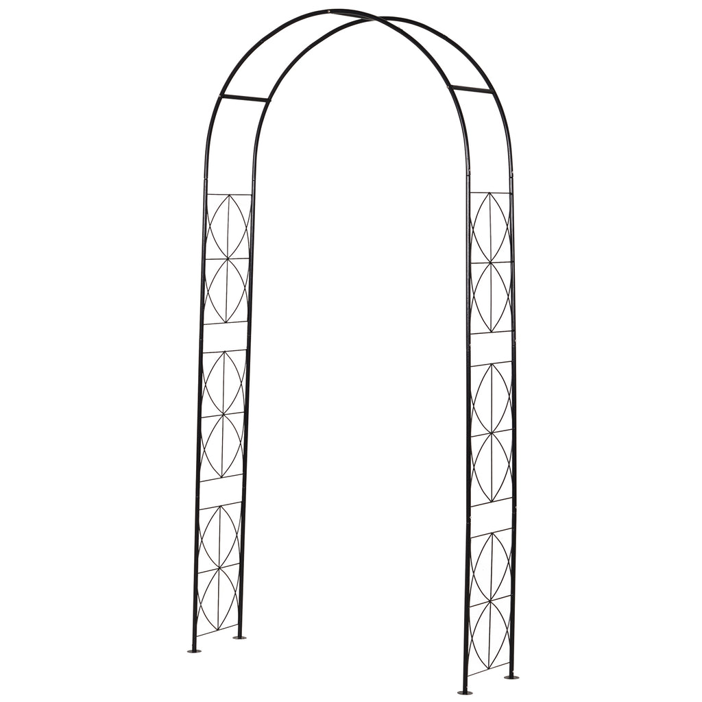 Rosenbogen aus Metall Rankhilfe für Kletterpflanzen Gartenbogen mit Spitze Metallstruktur Torbogen Rankbogen für Rosen Bögen Rankgitter Rosenhilfe für Garten 114 x 30 x 230 cm Schwarz