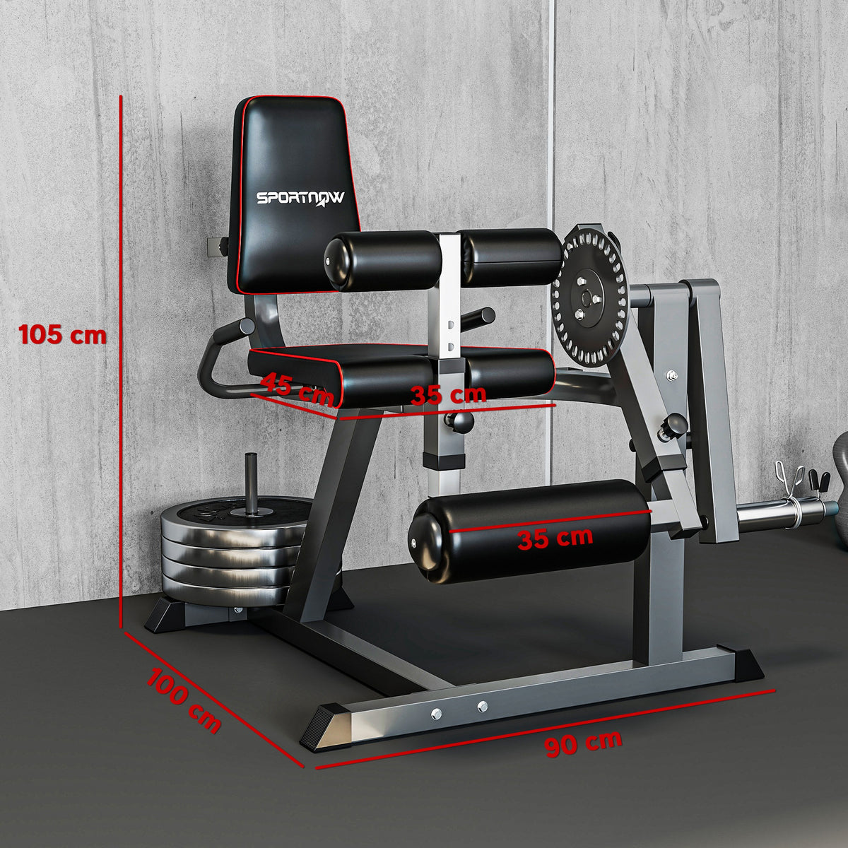 Seated Leg Extension and Curl Machine, Adjustable Leg Raise Machine and Curl Machine with Plate Loaded for Hip, Thigh, Lower Body Workout