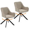 Esszimmerstühle 2er-Set, Drehbarer Küchenstuhl mit Armlehnen, Metallrahmen für Wohnzimmer, Esszimmer, Beige