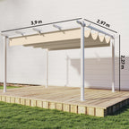 Pergola 3 x 4 m Terrassenüberdachung mit Schiebedach, magnetische Verschlüsse, UV30+ Beige