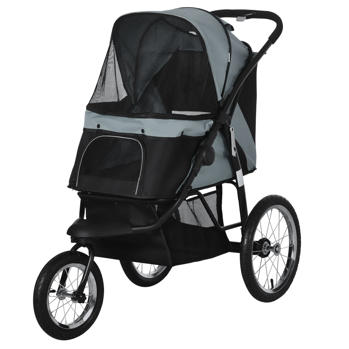 Foldable Pet stroller, Dog Buggy with Three Wheels, for Small/Medium Dogs, Grey