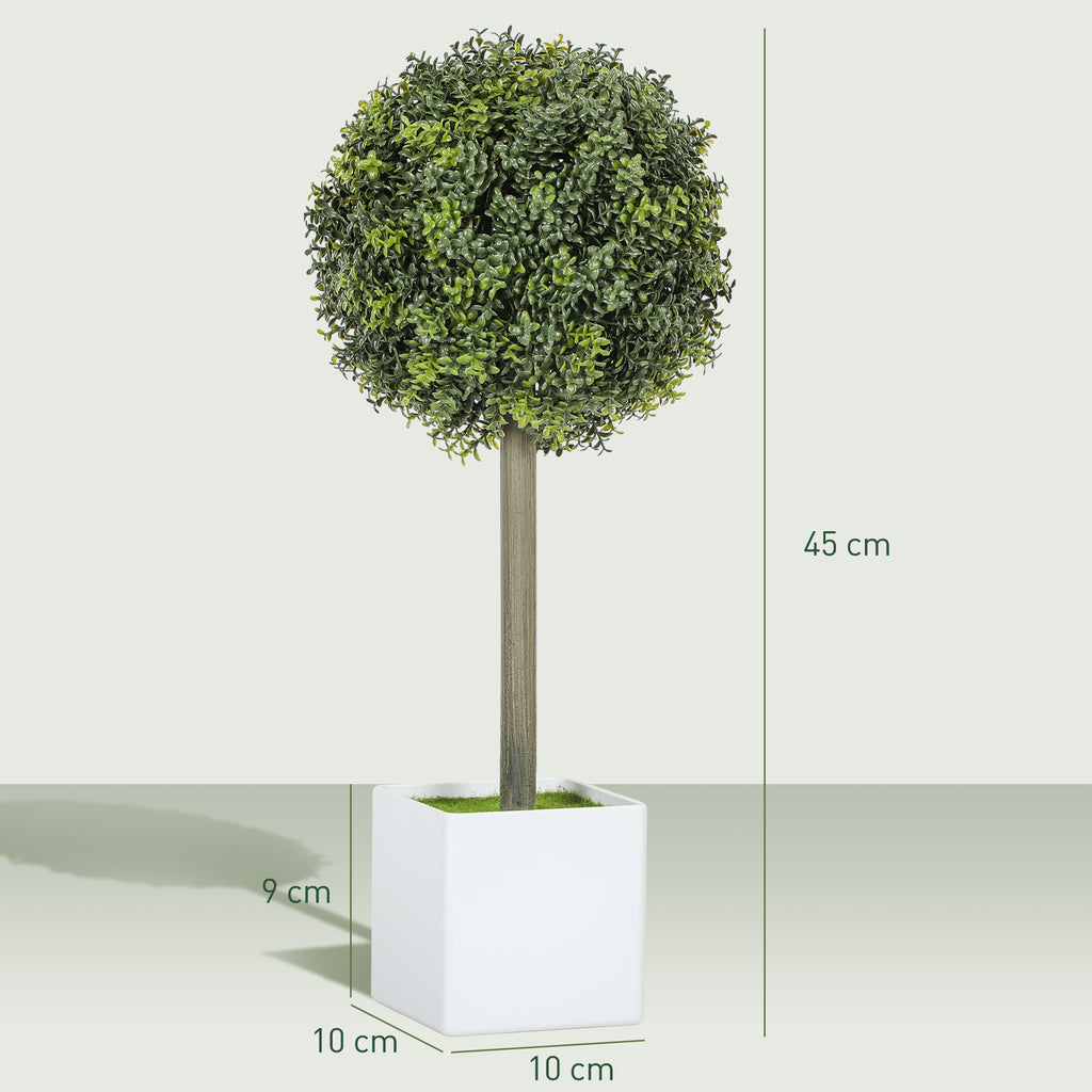 2er Set K¨¹nstliche Buchsbaum-Formschnittkugeln 45cm Kunstpflanze, Plastik K¨¹nstliche Pflanzen im Topf