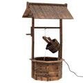 Springbrunnen aus Holz Outdoor Gartenbrunnen mit plätscherndem Wasser Dekorationsbecken Ornamenten Pumpe Wasserspiel Terrassenbrunnen für Garten Terrasse Rasen 68 x 57 x 118 cm Braun
