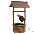 Springbrunnen aus Holz Outdoor Gartenbrunnen mit plätscherndem Wasser Dekorationsbecken Ornamenten Pumpe Wasserspiel Terrassenbrunnen für Garten Terrasse Rasen 68 x 57 x 118 cm Braun