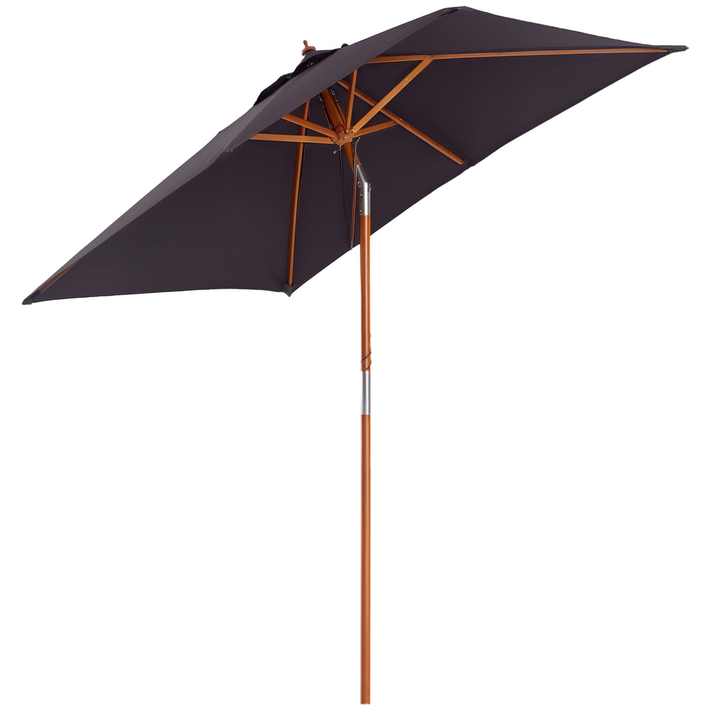 2m Tilting Wooden Pole Parasol - Deep Grey