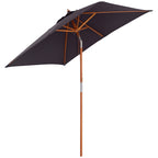 2m Tilting Wooden Pole Parasol - Deep Grey