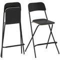 2er-Set Barhocker, klappbare Barstühle mit Stahlrahmen, für Küche, Esszimmer, Schwarz