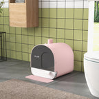 Hooded Cat Litter Box, Kitten Litter Tray, with Lid, Scoop, Filter, Flap Door, Pink