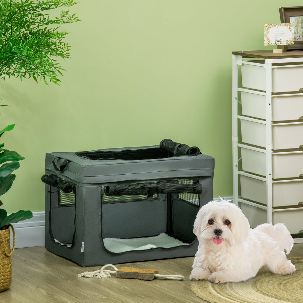 60cm Pet Carrier, with Cushion, for Miniature Dogs - Grey