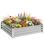 Square Raised Garden Bed Box with Weatherized Steel Frame for Vegetables, Flowers, & Herbs, 120 x 120 x 30cm, Silver Tone