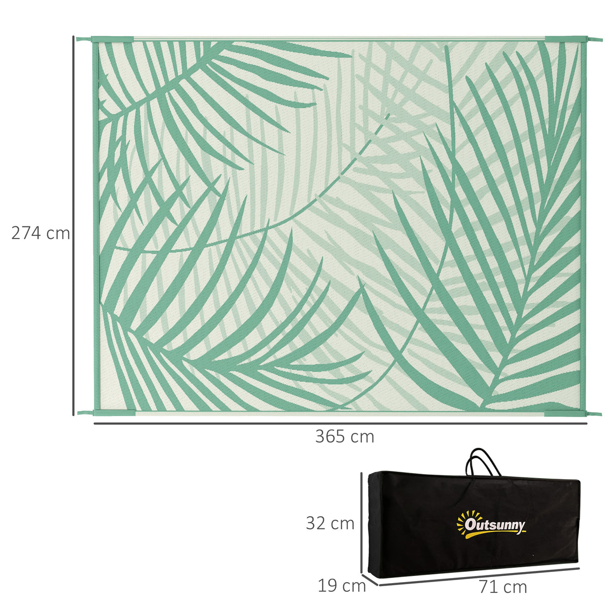 Outdoorteppich Terrassenteppich, wetterbest?ndig, modernes Design, 365 cm x 274 cm x 0,3cm, Gr¨¹n + Creme