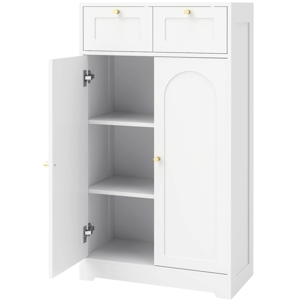 Badezimmerschrank schmal mit 2 Schubladen 60 x 30 x 108 cm Weiß