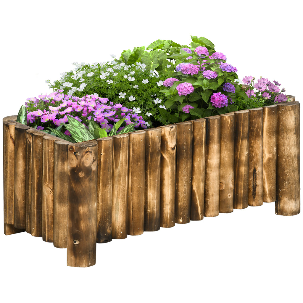  52L Raised Flower Bed Wooden Rectangular Planter Container Box Herb Pot Flower Pot 78L x 35W x 30H (cm)
