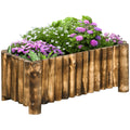  52L Raised Flower Bed Wooden Rectangular Planter Container Box Herb Pot Flower Pot 78L x 35W x 30H (cm)