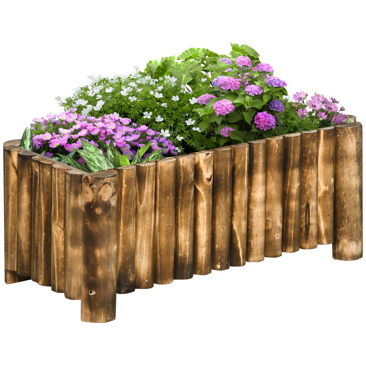 52L Raised Flower Bed Wooden Rectangular Planter Container Box Herb Pot Flower Pot 78L x 35W x 30H (cm)