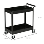 Werkstattwagen, 2 Etagen, Schubkarre, 4 Rollen, Stahl, bis 150 kg, 84,5 x 38 x 84 cm, Schwarz