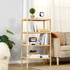 Standregal Bücherregal 4-stufiges Bambusregal Büroregal Lagerregal Aktenregal Küchenregal für Bad Küche Wohnzimmer Schlafzimmer Bambus Natur 62 x 33 x 112 cm