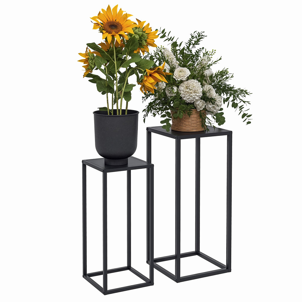 Blumenst?nder, 2er-Set, Skandinavisches Design, Metallrahmen, 58,5/65cm H?he, Schwarz