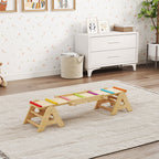2 In 1 Balance Wippe Kinder, Schwebebalken aus Holz, Wippe Schaukelwippe Garten, Balance Board 133 x 38 x 24 cm